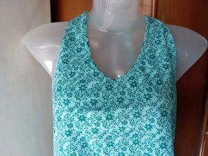 Turquoise Floral Halter Top