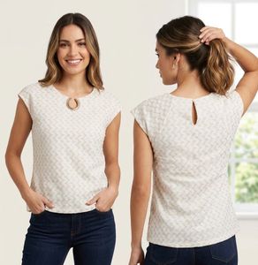 Stylish Women's Off-White Textured Top