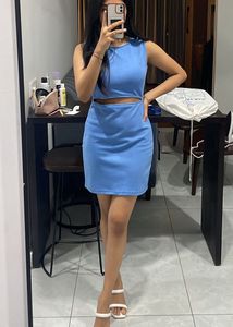 Blue Cut-Out Sleeveless Mini Dress