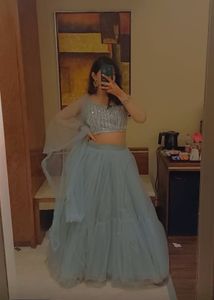 Stunning Blue Sequined Lehenga Choli