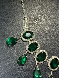 Emerald Green Gemstone Necklace &amp; Earring Set