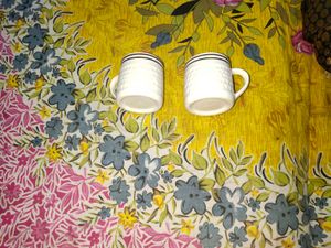 Set of Two White Mugs