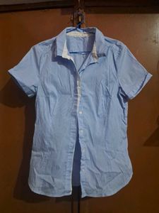 Blue Striped Short Sleeve Shirt