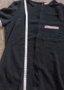 Sheer Black Top with Pocket Detail