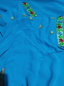 Beautiful Sky Blue Colour Saree