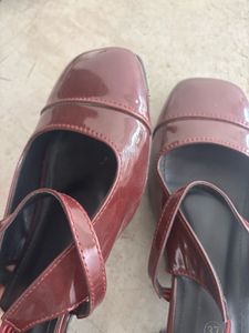Maroon Patent Slingback Sandals
