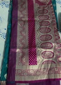Beautiful Teal Banarasi Silk Saree