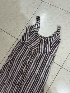 Striped Button-Front Midi Dress
