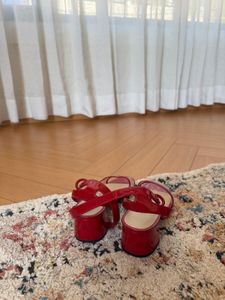 Prada Red Vinyl Sandals