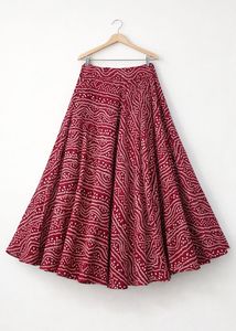 Maroon Bandhani Print Skirt
