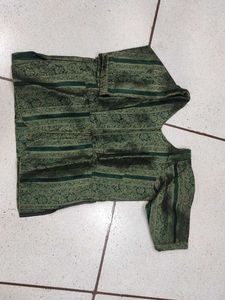 Green Blouse with box pleate skirt