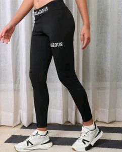 Shein Ankle Length Typographic Print Sports Leggin