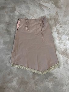 Coquette poly Satin Lace-Trim Midi Skirt – Mauve P