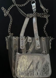 Silver Clear Tote Bag with Pouch
