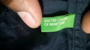 Benetton Men's Navy Blue Casual Shirt