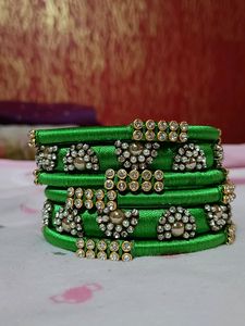 Green Silk Thread Bangles