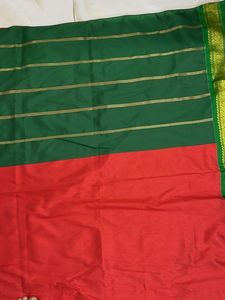 Elegant Silk Saree with zari border 💚 blouse