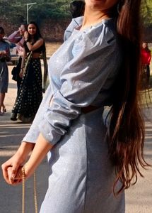 INCENSE MALL Blue Shimmery Bodycon Dress