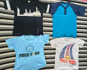 Set of 4 Graphic T-Shirts for 8 to 10 years old