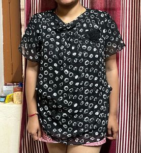 Sheer Black Polka Dot Blouse