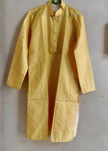 Men's Yellow Printed Kurta