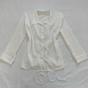 White Corset Button-Up Shirt