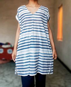Striped V-Neck Tunic Top