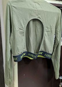 HRX Olive Green Cropped Long Sleeve
