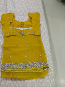 Yellow saree with Silver Embellishments