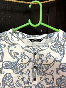 White Paisley Print Kurta
