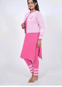 Charming Pink Kurta Set with Jacket