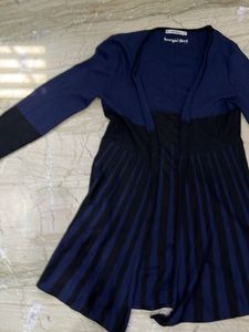 Women's Blue &amp; Black Striped Cardigan