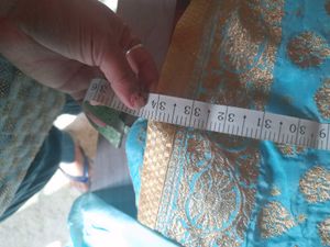 Blue &amp; Gold Patterned Fabric