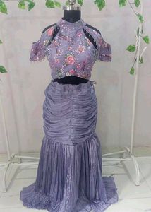 Stunning Lavender Cancan Indo western leheng
