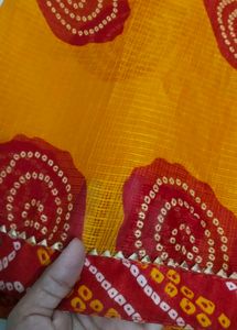 Yellow Bandhani saree