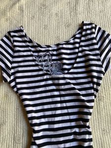 y2k stripped fitted vintage top