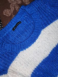 Striped Blue &amp; White Knit Sweater