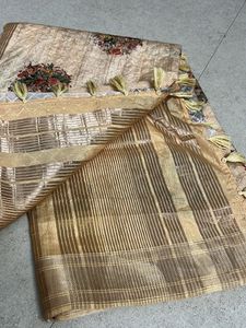 Designer Beige Embroidered saree with blouse