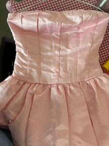 Chic Strapless Pink Bubble Hem Dress