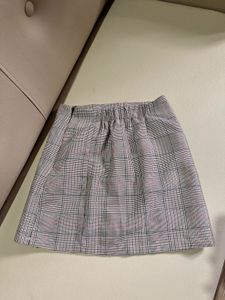 Plaid Mini Skirt with Buttons