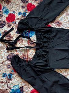 Black Palazzo Pants with Straps