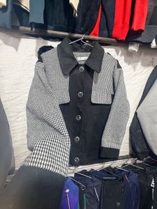 Stylish Houndstooth &amp; Black Jacket