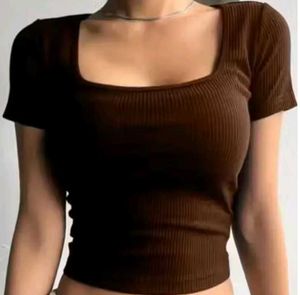 Ribbed Square Neck Cropped Top