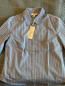 blue and white striped shirt