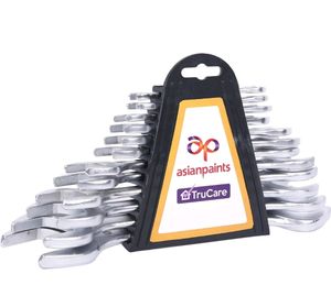 💥Asian Paints TruCare 12-in-1 Pcs Double Open-End Jaw Spanners Wrench Set | Carbon Steel with Rust &amp; Corrosion Resistant Chrome Plating &amp; Satin Finish | Multipurpose DOE Jaw Spanners Tool Kit