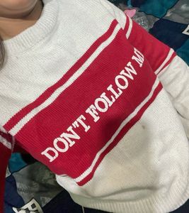 Graphic Print Striped Sweater