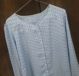 Sky Blue Dotted Daily Wear Top