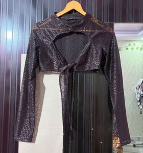 Sheer Cutout Mesh Top