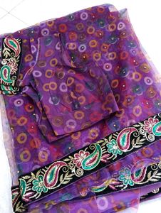 Elegant Purple net Saree