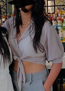 Sheer Cropped Shirt